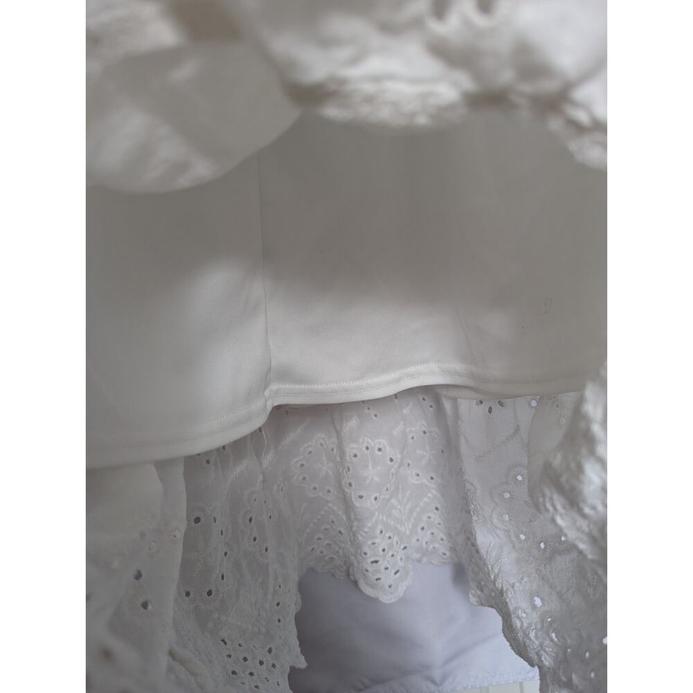 J Gee Dress White Lace Sleeveless Crochet Trim Hem Square Neckline Button Size M - Picture 8 of 10